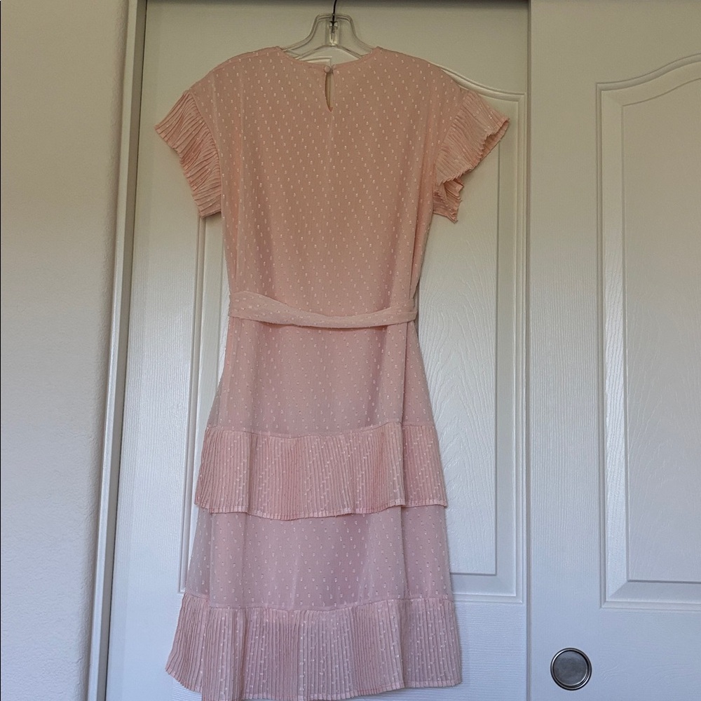 tea n rose Blush Pink Midi Dress with Ruffle Sleeves - Picture 4 of 7